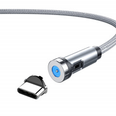 Câble de chargement de données rotatif CC56 USB vers Type-C / USB-C à interface magnétique avec prise anti-poussière, longueur du câble : 2 m (argent)
